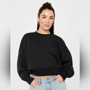 Fabletics Sweatshirt Pullover Women's Large L Black Year Round Terry Crew Neck